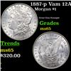 Image 1 : 1887-p Vam 12A I3 R5 'Alligator Eye' Morgan Dollar $1 Grades GEM Unc