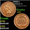 Image 1 : 1909-s Indian Cent 1c Grades vf++