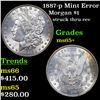 Image 1 : 1887-p Mint Error Morgan Dollar $1 Grades GEM+ Unc
