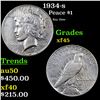 1934-s Peace Dollar $1 Grades xf+