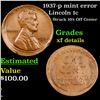 1937-p mint error Lincoln Cent 1c Grades xf details