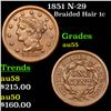 1851 N-29 Braided Hair Large Cent 1c Grades Choice AU