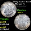 1890-p Rainbow Toned Morgan Dollar $1 Grades Select+ Unc