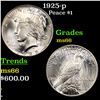 1925-p Peace Dollar $1 Grades GEM+ Unc