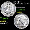1941-p Walking Liberty Half Dollar 50c Grades GEM Unc