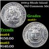 1936-p Rhode Island Old Commem Half Dollar 50c Grades Select+ Unc