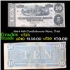 1864 $10 Confederate Note, T-68 Grades vf+