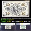 Image 1 : US Fractional Currency 10c Third Issue fr-1255 Washington Bust Green Reverse Graded au58 By PMG