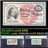 1870's US Fractional Currency 15¢ Fourth Issue Fr-1269 Blue Right End Graded au58 EPQ By PMG