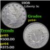 Image 1 : Proof 1908 Liberty Nickel 5c Grades Choice+ Proof
