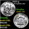 Image 1 : 1955-p Franklin Half Dollar 50c Grades Select Unc+ FBL