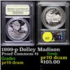 Image 1 : Proof 1999-p Dolley Madison Modern Commem Dollar $1 Graded GEM++ Proof Deep Cameo By USCG