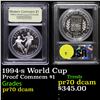 Image 1 : Proof 1994-s World Cup Modern Commem Dollar $1 Graded GEM++ Proof Deep Cameo By USCG