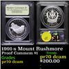 Image 1 : Proof 1991-s Mount Rushmore Modern Commem Dollar $1 Graded GEM++ Proof Deep Cameo By USCG