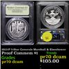 Image 1 : Proof 2013-P 5-Star Generals Marshall & Eisenhower Modern Commem Dollar $1 Graded GEM++ Proof Deep C