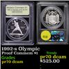 Image 1 : Proof 1992-s Olympic Modern Commem Dollar $1 Graded GEM++ Proof Deep Cameo By USCG