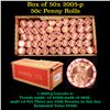 Image 1 : Box of 50 Rolls of 2005-p Gem Unc Lincoln Cents 1c, 50 Coins Each 2500 Coins total
