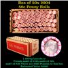 Image 1 : Box of 50 Rolls of 2004-p Gem Unc Lincoln Cents 1c, 50 Coins Each 2500 Coins total