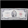 Image 2 : **Star Note** 1953 $2 Red Seal Untied States Note Grades f, fine