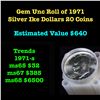 Image 1 : 1971 Unc Roll of Silver Ike Eisenhower $1 20 coins