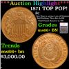 Image 1 : 1871 Two Cent Piece TOP POP! 2c Graded ms66+ BN BY SEGS