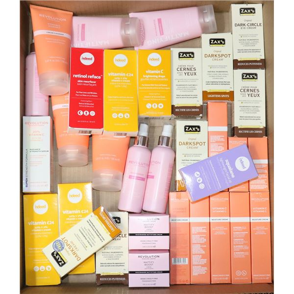 FLAT OF ASSORTED SKIN CREAMS & OILS