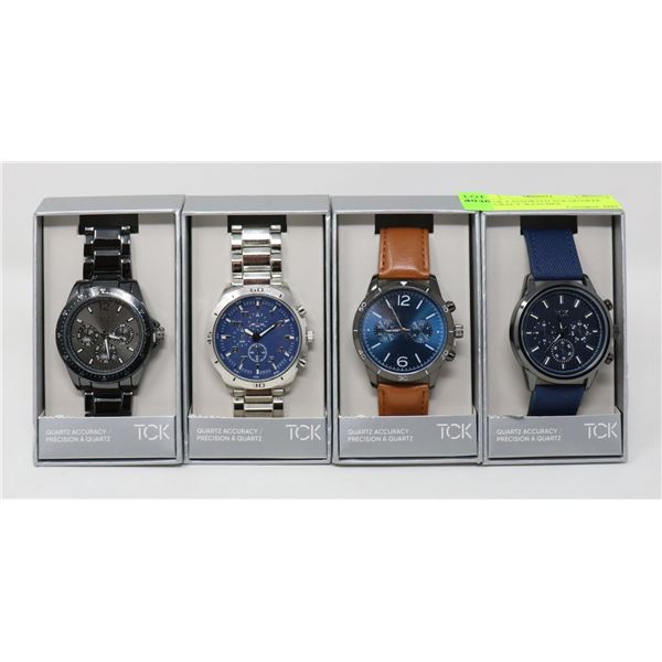 LOT OF 4 ASSORTED TCK QUARTZ ACCURACY WATCHES