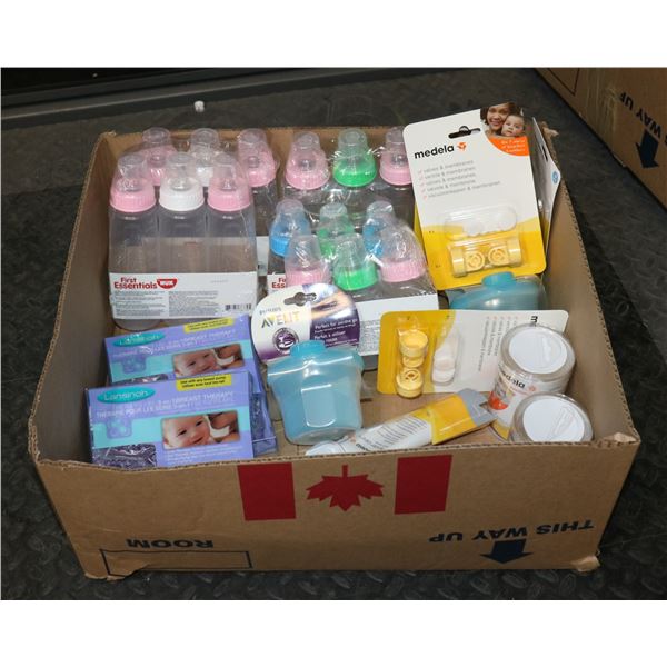 BABY CARE LOT INCLUDING BOTTLES, LOTION, & MORE