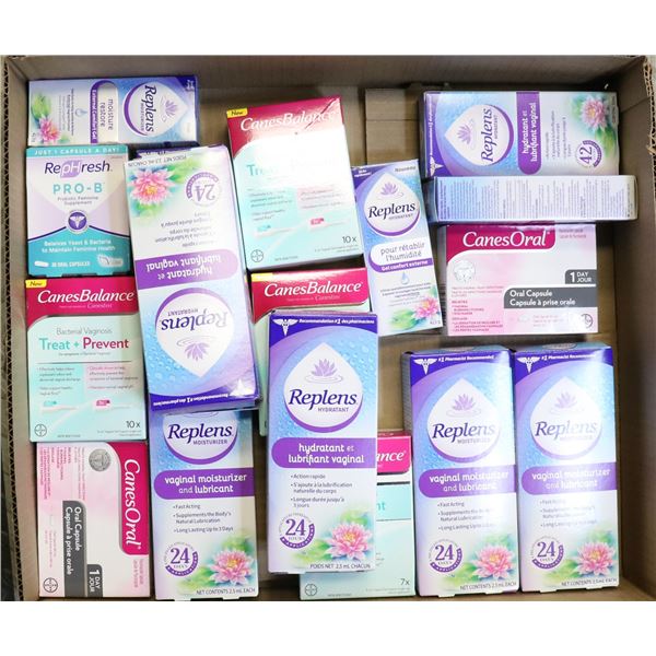 FLAT LOT OF ASSORTED FEMININE HYGIENE PRODUCTS