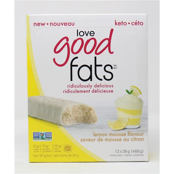 CASE OF GOOD FATS KETO SNACK BARS LEMON MOUSSE