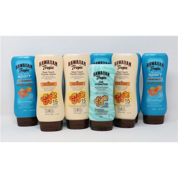 BAG LOT OF ASSORTED HAWAIIAN TROPIC SUNSCREEN