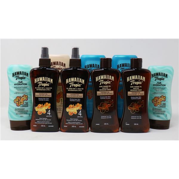 BAG LOT OF ASSORTED HAWAIIAN TROPIC SUN SCREEN