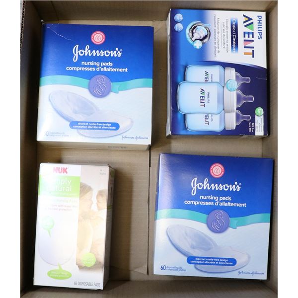 FLAT LOF ASSORTED BREAST PADS & FEEDING BOTTLES