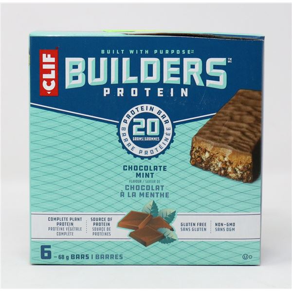 CASE OF CLIF CHOCOLATE MINT BUILDERS PROTEIN BARS