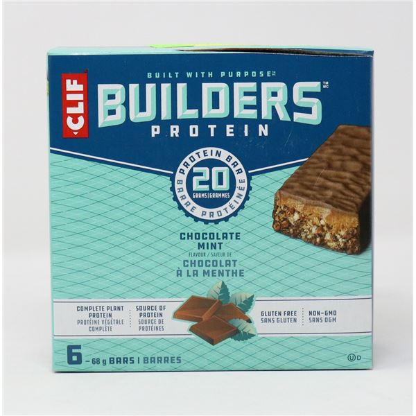 CASE OF CLIF CHOCOLATE MINT BUILDERS PROTEIN BARS