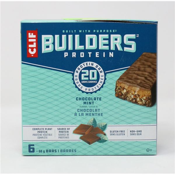 CASE OF CLIF CHOCOLATE MINT BUILDERS PROTEIN BARS