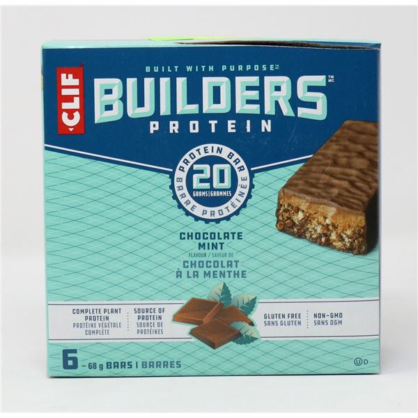 CASE OF CLIF CHOCOLATE MINT BUILDERS PROTEIN BARS
