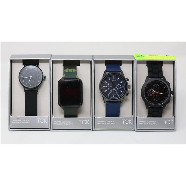 LOT OF 4 ASSORTED TCK QUARTZ ACCURACY WATCHES