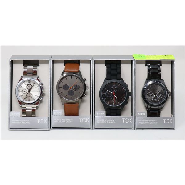LOT OF 4 ASSORTED TCK QUARTZ ACCURACY WATCHES