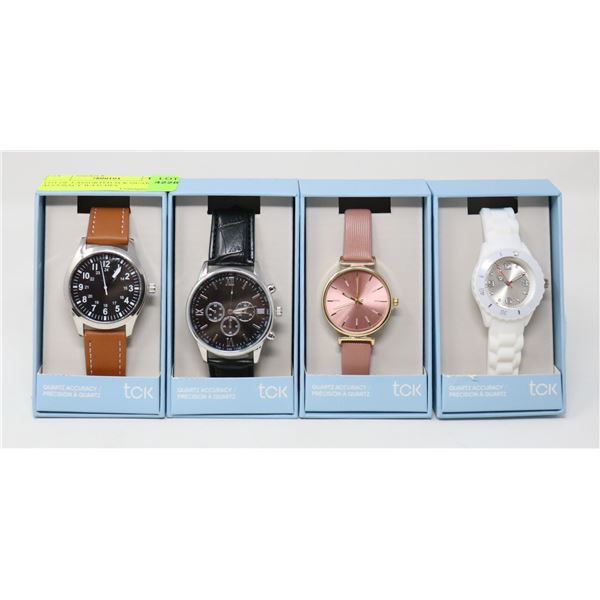 LOT OF 4 ASSORTED TCK QUARTZ ACCURACY WATCHES