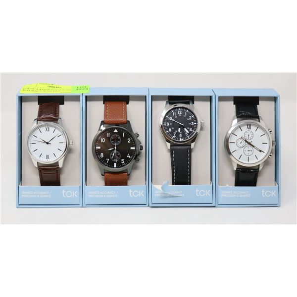 LOT OF 4 ASSORTED TCK QUARTZ ACCURACY WATCHES