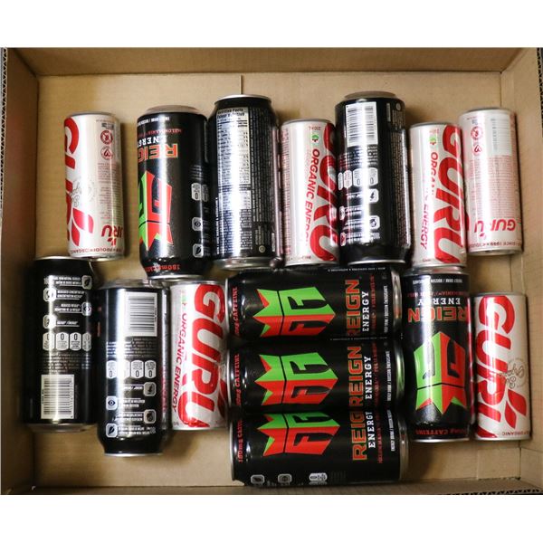 FLAT LOT OF ASSORTED ENERGY DRINKS