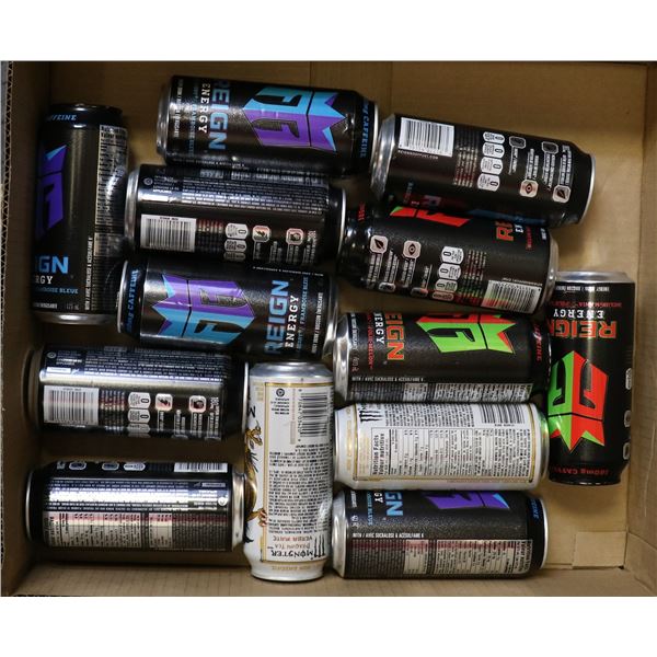 FLAT LOT OF ASSORTED ENERGY DRINKS
