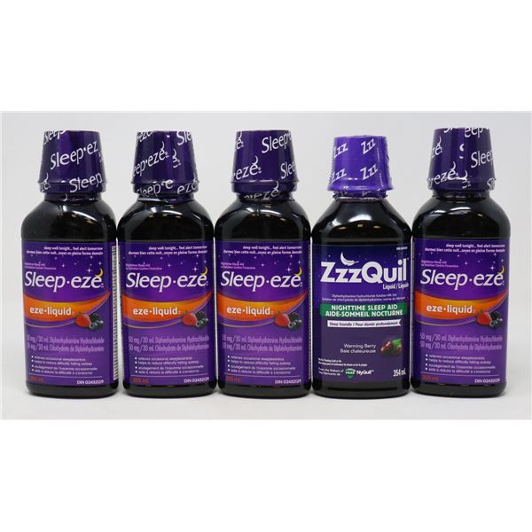 5 BOTTLES OF BRAND NAME SLEEP AID PRODUCTS