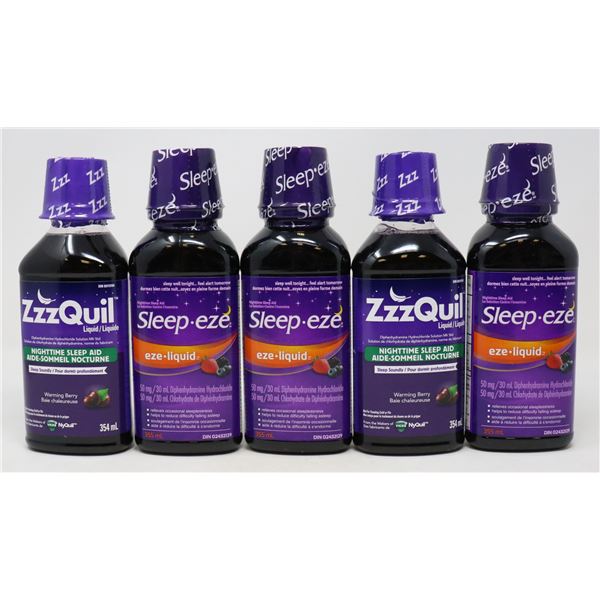 5 BOTTLES OF BRAND NAME SLEEP AID PRODUCTS