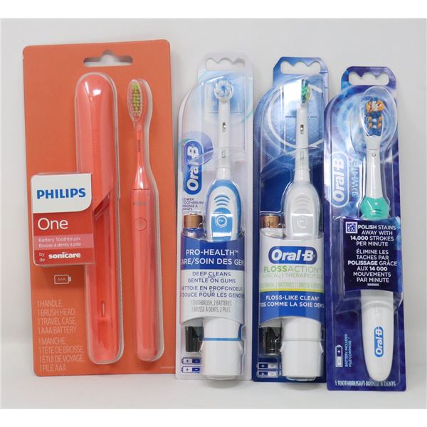 BUNDLE OF 4 ASSORTED ELECTRIC TOOTHRUSHES