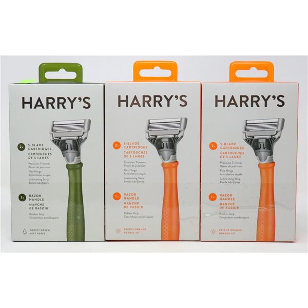 LOT OF 3 HARRY'S RAZOR KITS