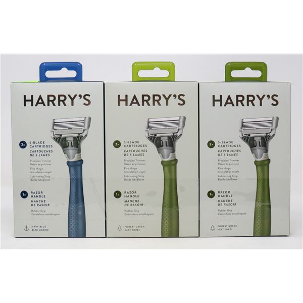 LOT OF 3 HARRY'S RAZOR KITS