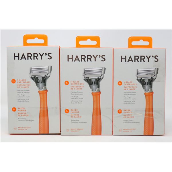 LOT OF 3 HARRY'S RAZOR KITS