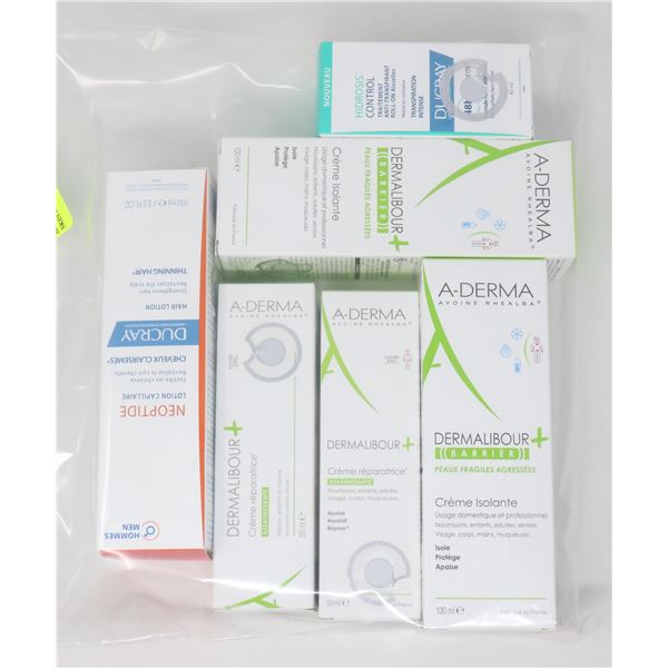 BAG LOT OF A-DERMA & DUCRAY SKIN CARE PRODUCTS